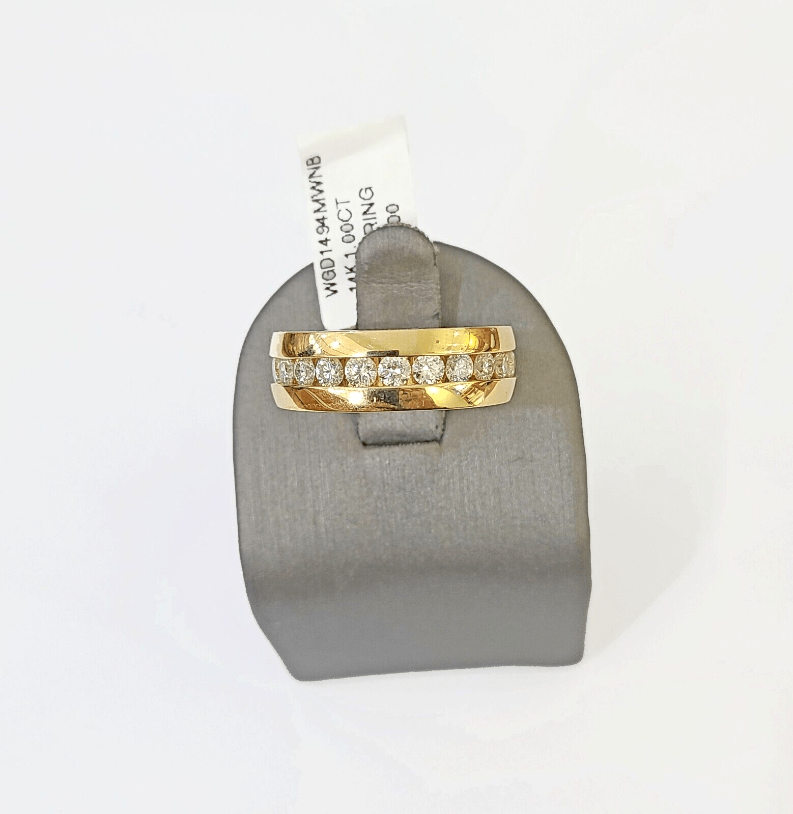 Real 14k Yellow Gold White Diamond Mens Ring Genuine Natural - GoldenlinQ